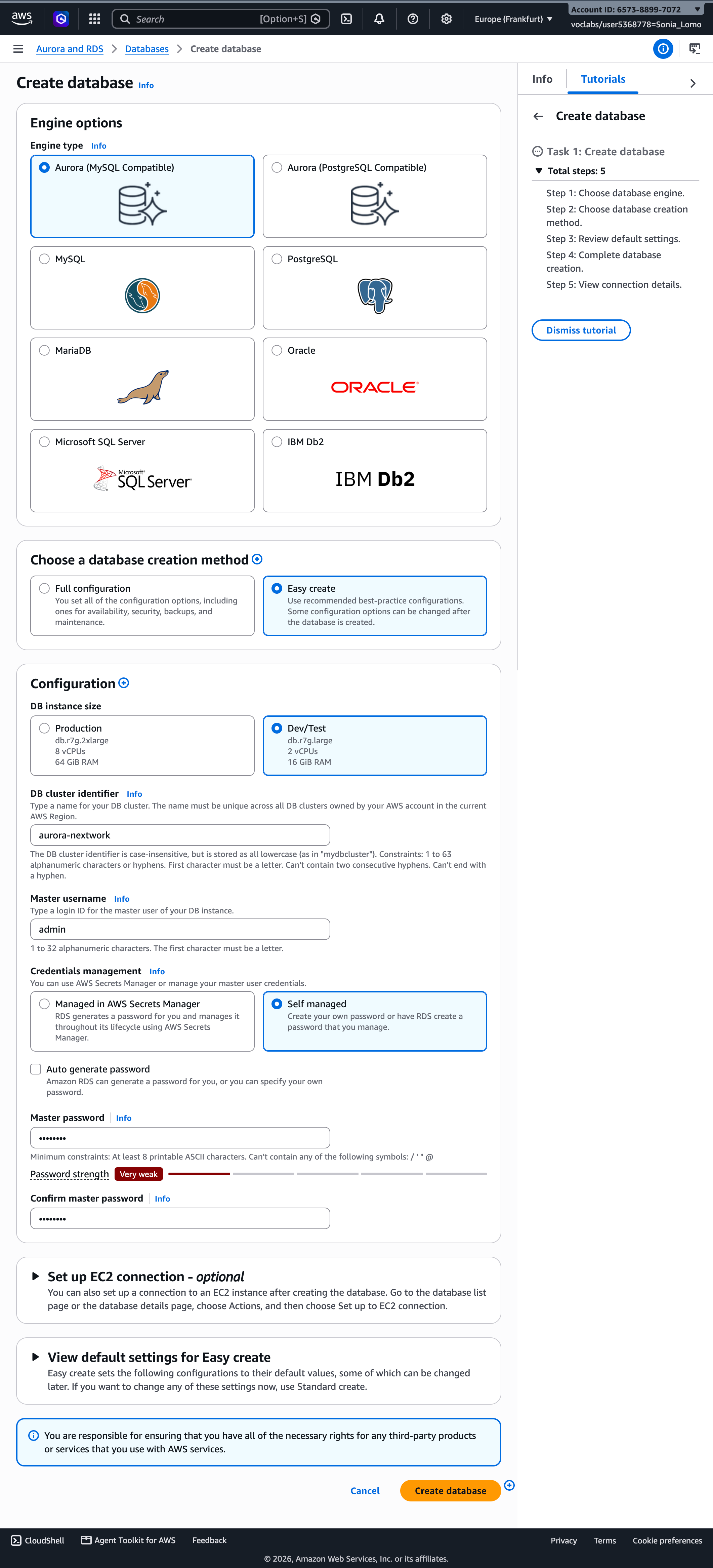 Aurora database cluster in Amazon RDS