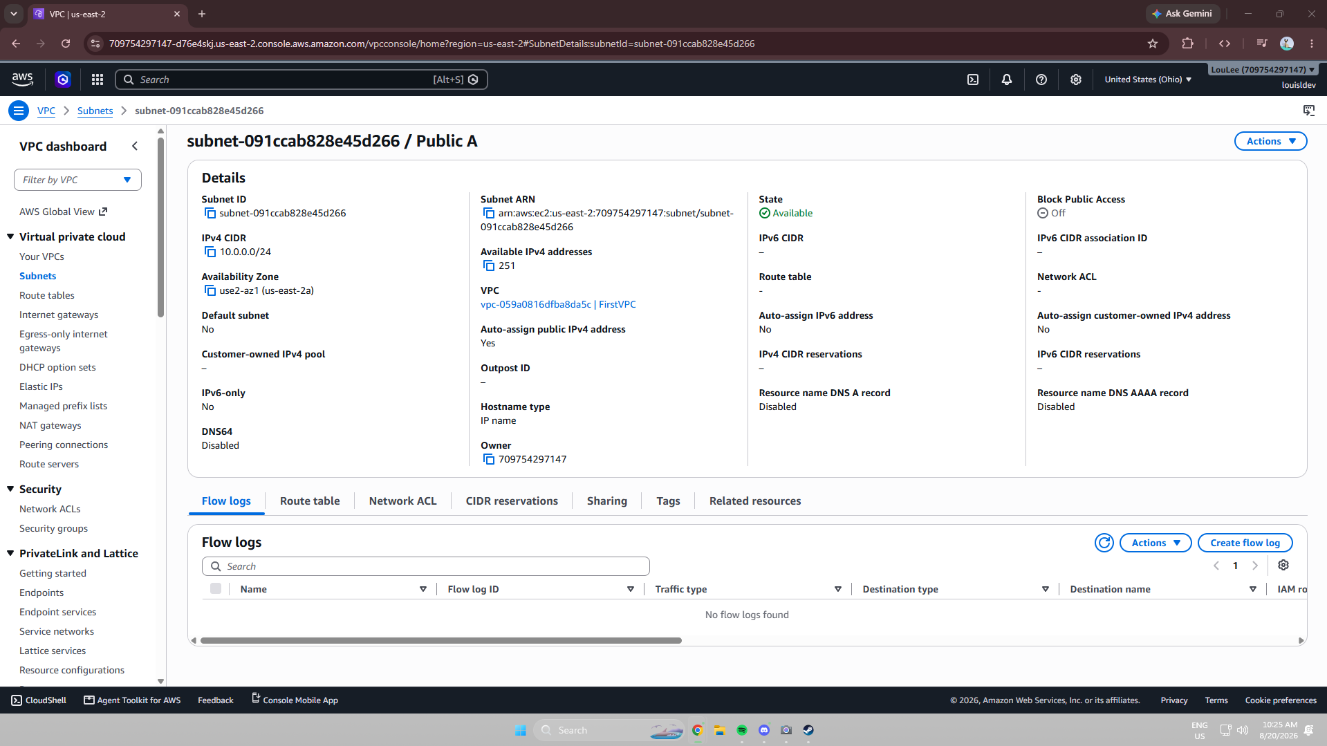 Public vs private subnet configuration