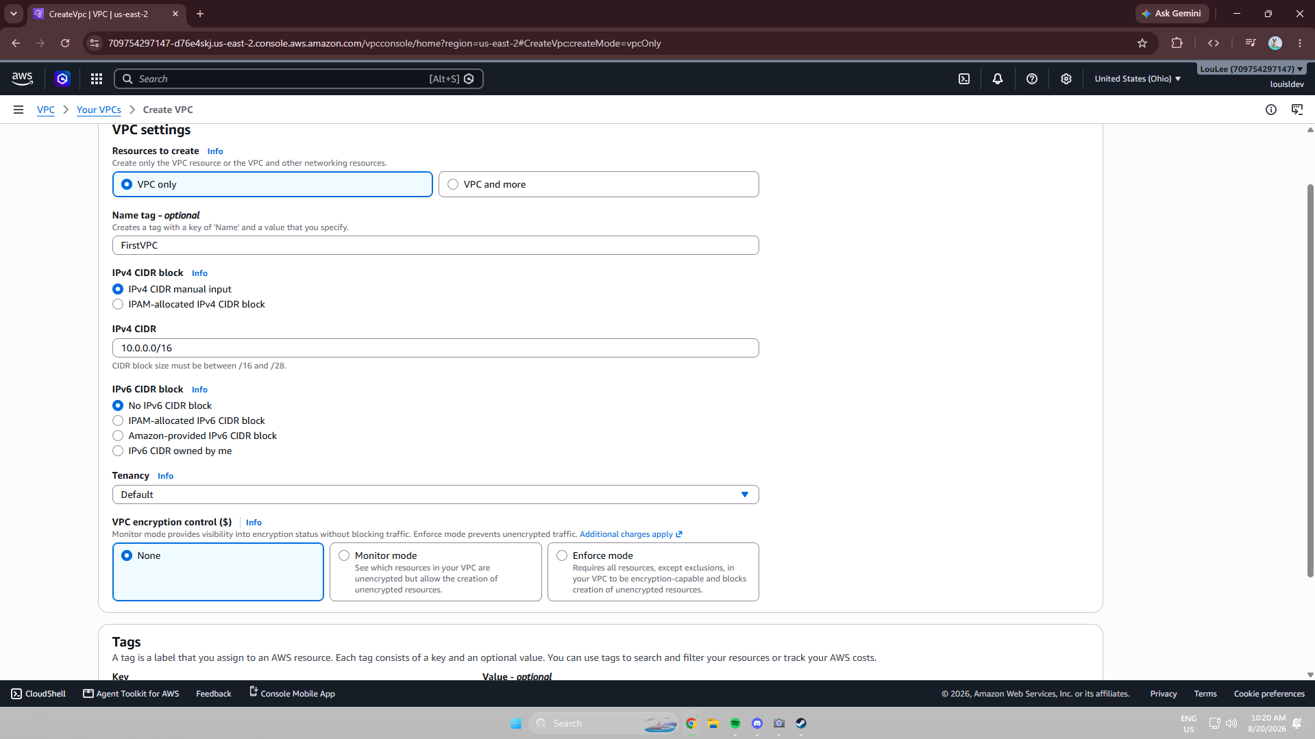 AWS VPC project overview