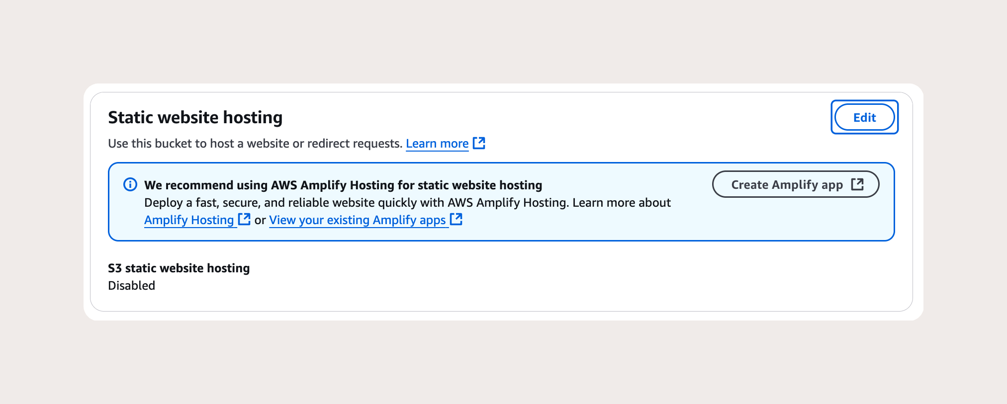 Step 3: Edit static website hosting settings.