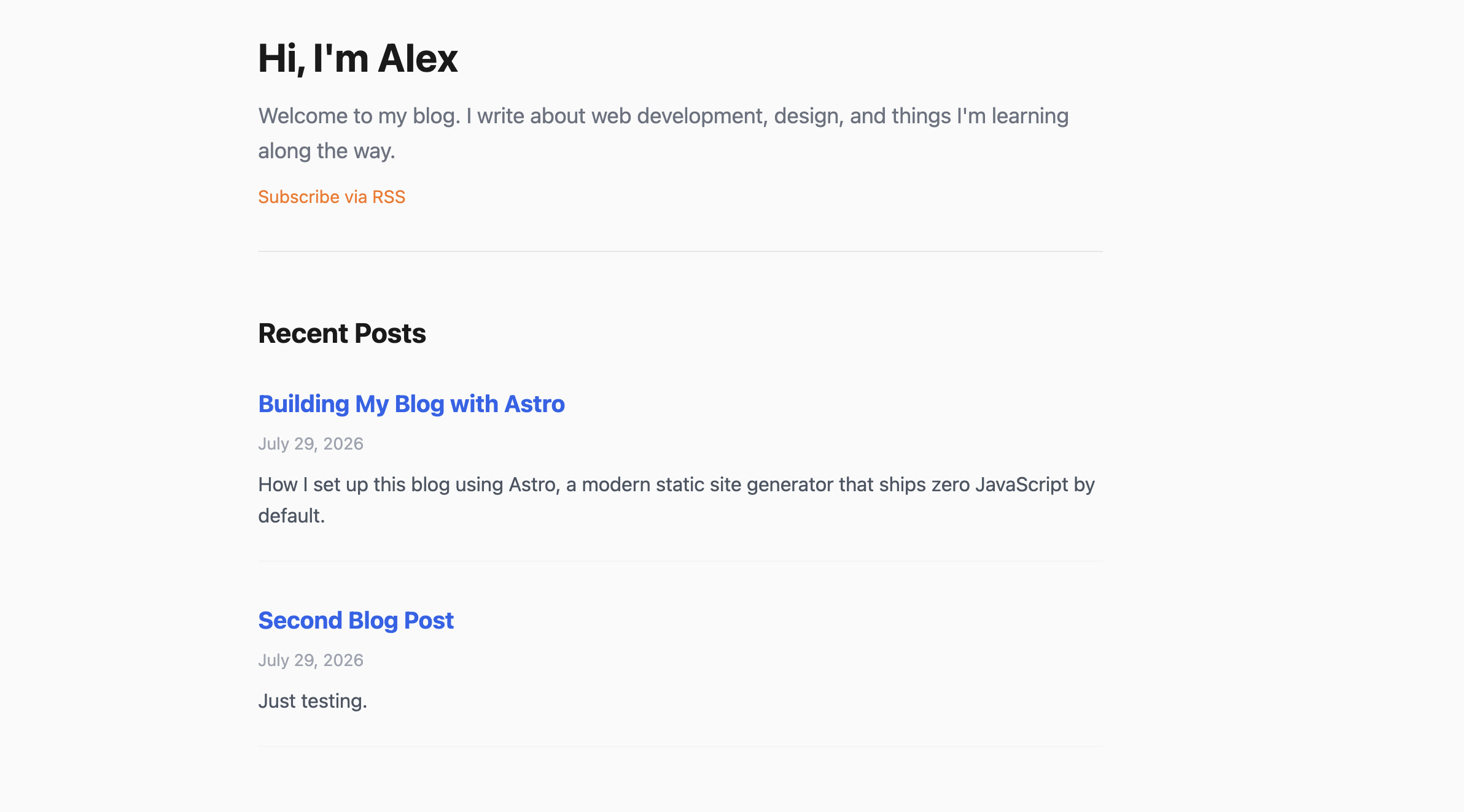 Screenshot of Nextwork Astro Blog