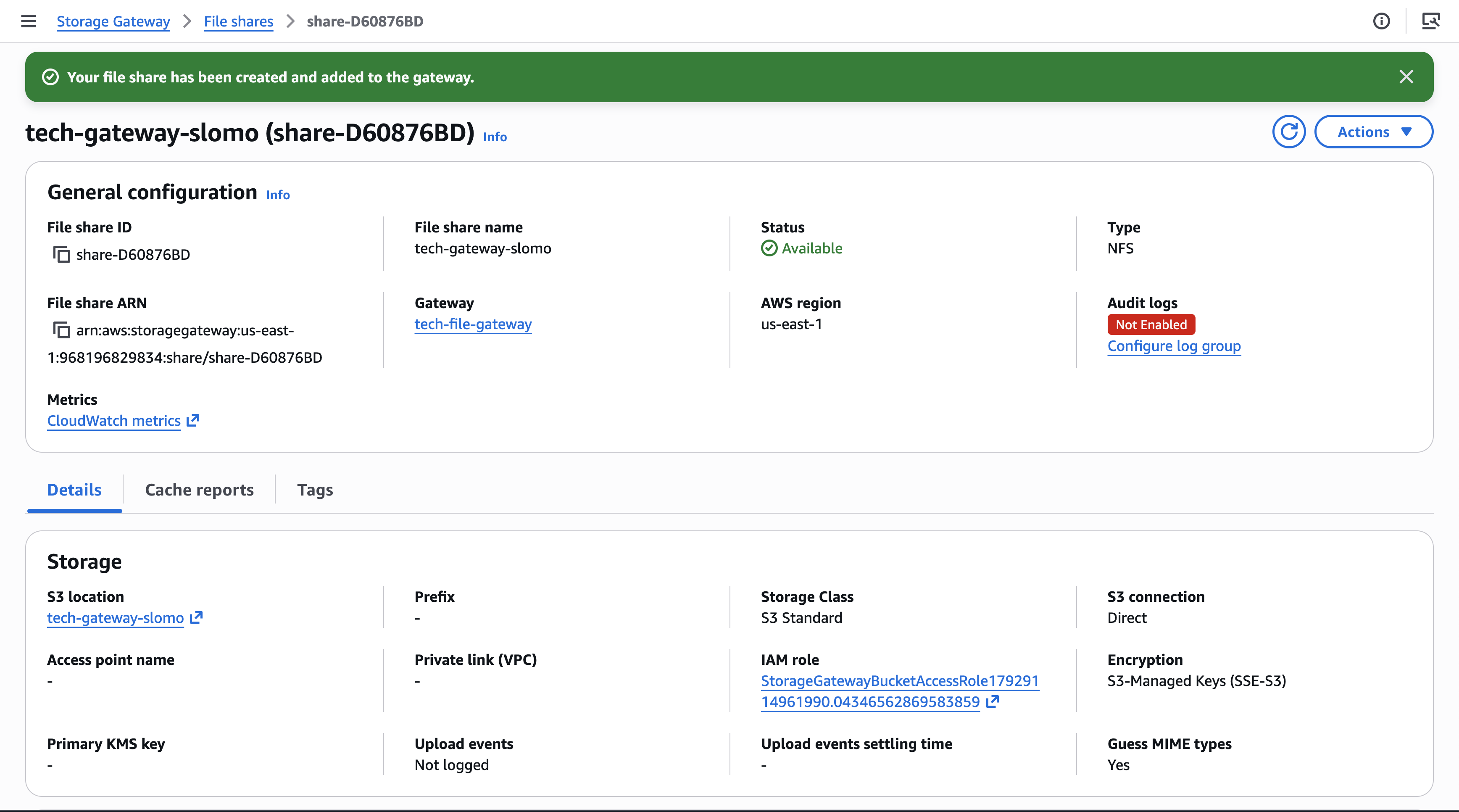 file share for S3 gateway storage